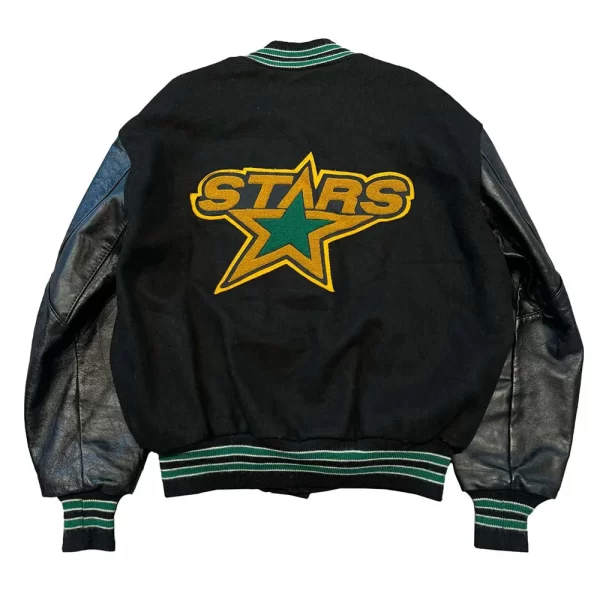 Black 90’s Dallas Stars Varsity Full-Snap Wool Jacket