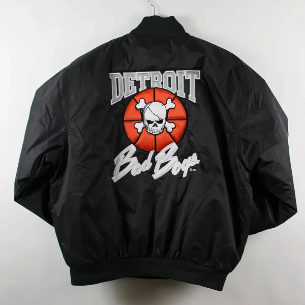 Black Detroit Bad Boys Coaches Satin Jacket