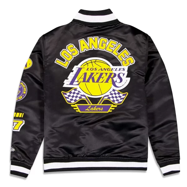 Black LA Lakers 2024 Rally Drive Full-Snap Satin Jacket