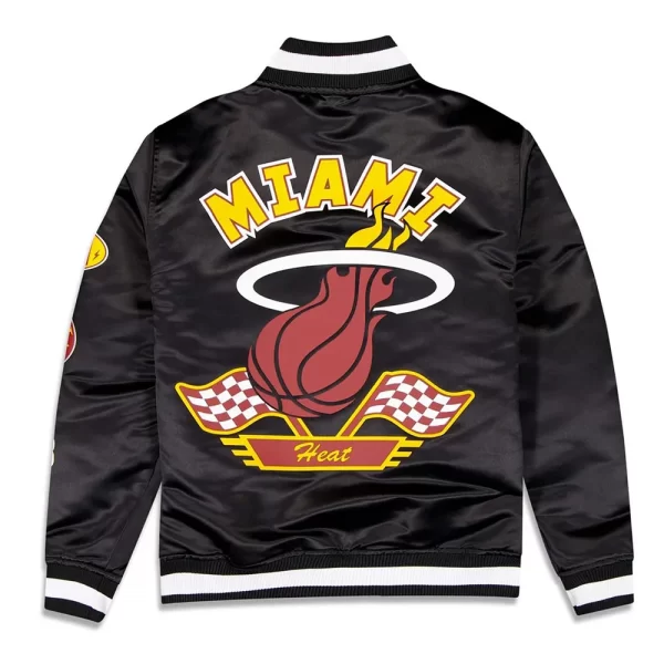 Black Miami Heat 2024 Rally Drive Satin Jacket