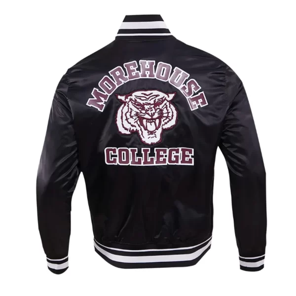 Black Morehouse College Classic Rib Satin Jacket