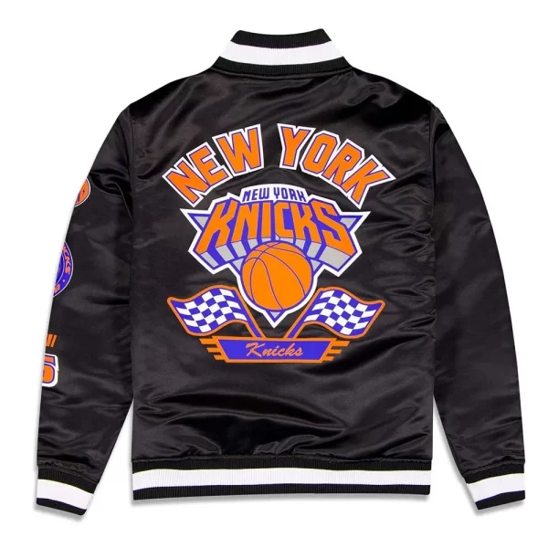 Black New York Knicks 2024 Rally Drive Satin Jacket