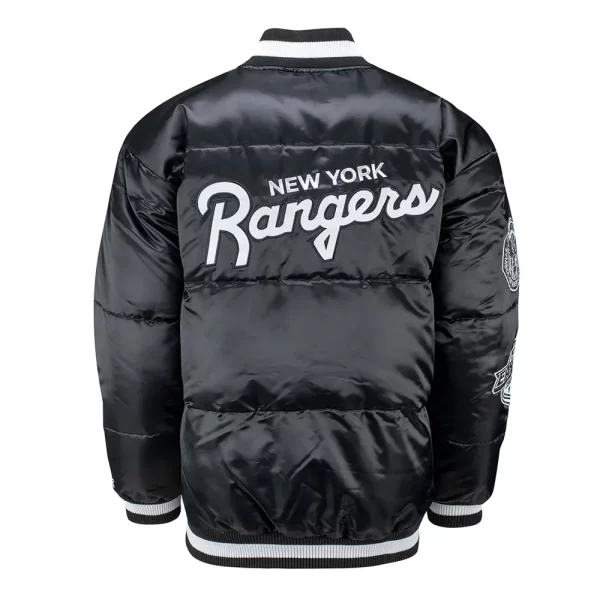 Black New York Rangers Down Fill Full-Snap Puffer Jacket