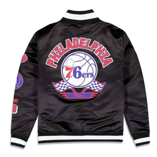 Black Philadelphia 76ers 2024 Rally Drive Satin Full-Snap Jacket