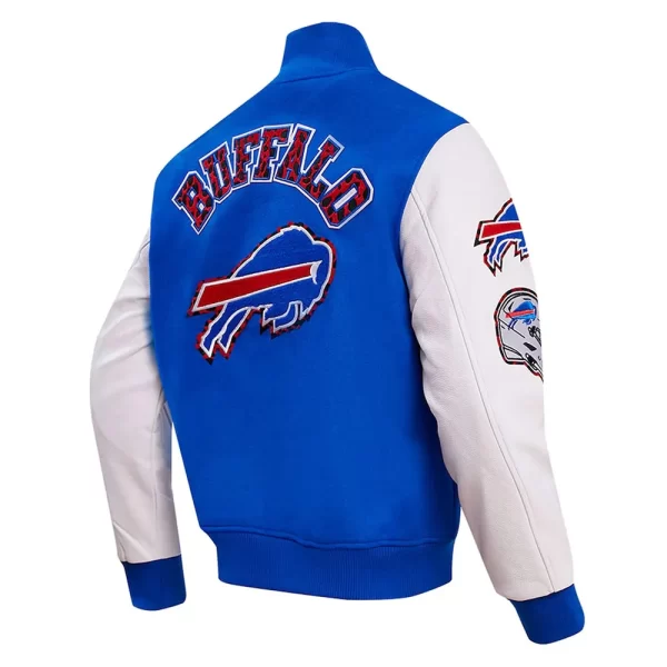 Buffalo Bills Animal Print Royal and White Full-Zip Wool Varsity Jacket