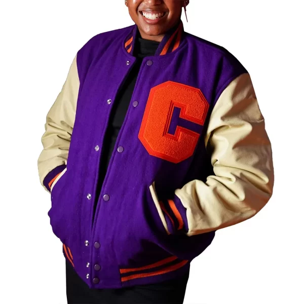 Ceremony Clemson Tigers Purple and Cream Varsity Wool Jacket