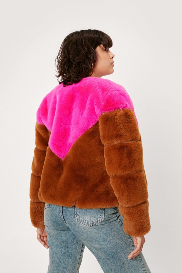 Color Block Faux Fur Jackets