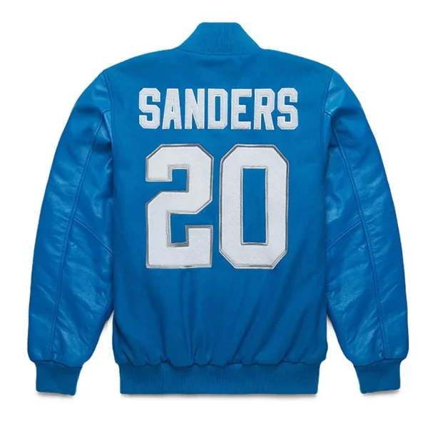 Detroit Lions Barry Sanders 20 Varsity Blue Wool Jacket