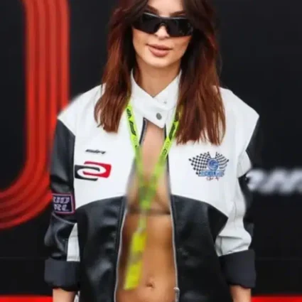 Emily Ratajkowski Monaco Grand Prix Real Leather Jacket