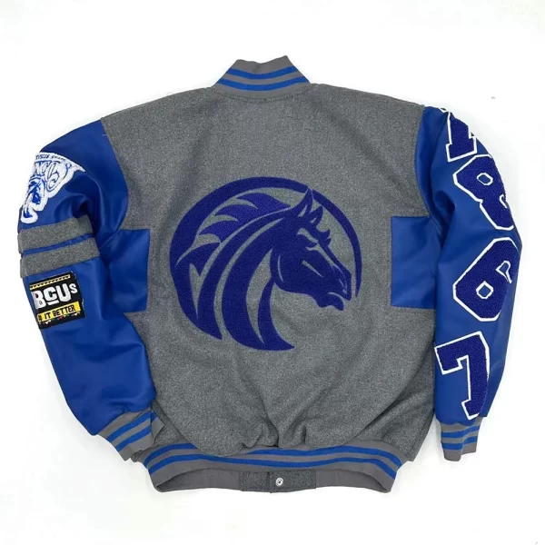 Fayetteville State Broncos Ole Skool Gray & Blue Varsity Wool Jacket