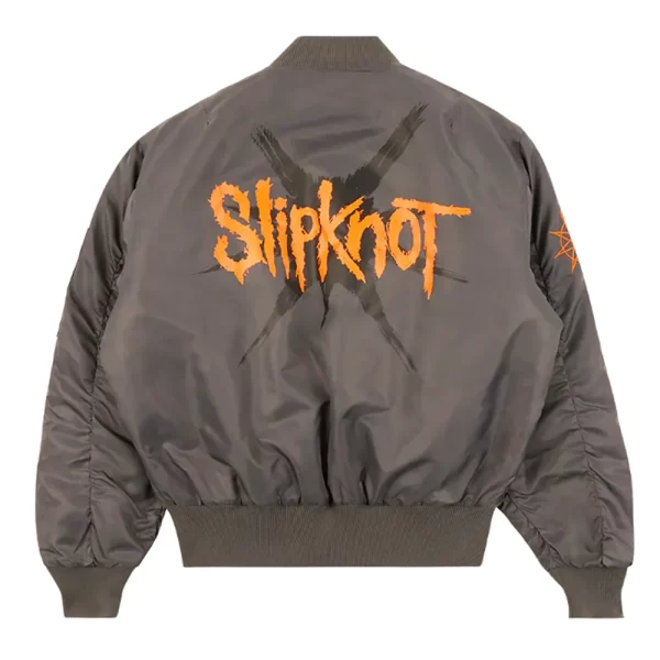 Gray Slipknot Bomber Satin Full-Zip Jacket