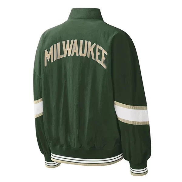 Green Crinkle Pinnacle Milwaukee Bucks Satin Jacket