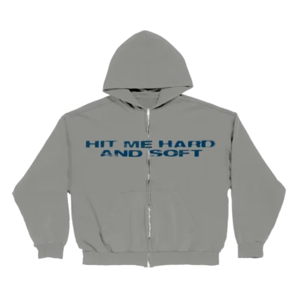 Hit Me Hard And Soft Zipper Grey Hoodie