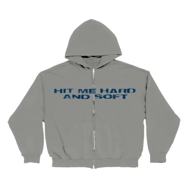 Hit Me Hard And Soft Zipper Grey Hoodie