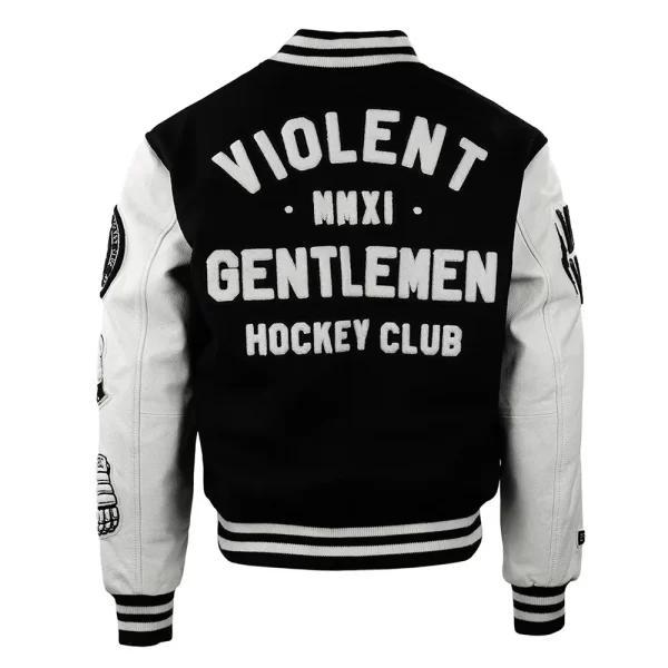 Hockey Club Violent Gentlemen Black & White Varsity Wool Jacket