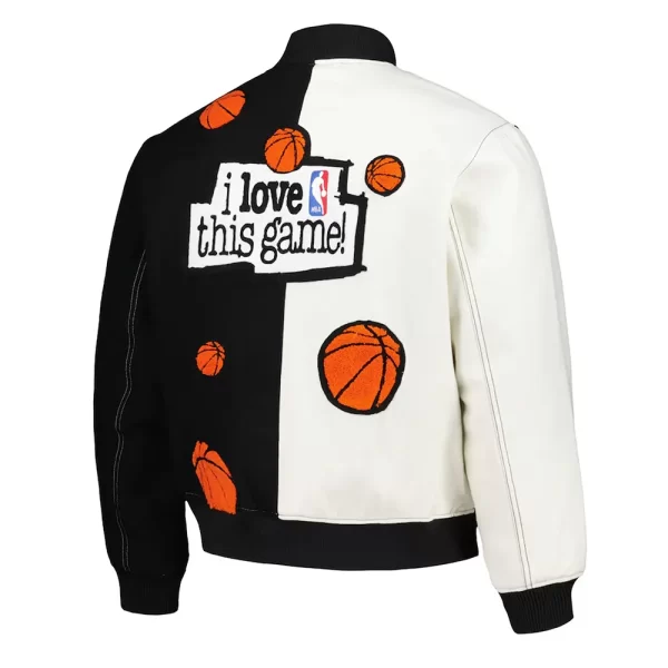 I Love This Game! Black and White Varsity Wool Jacket