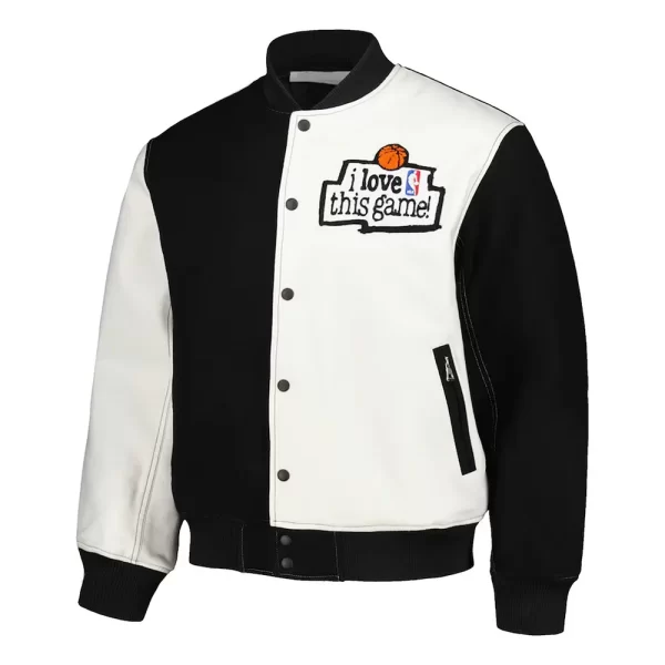 I Love This Game! Black and White Wool Jacket