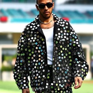 Lewis Hamilton F1 Miami Grand Prix Sequin Black Jacket