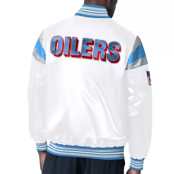 Light Blue and White Houston Oilers Full-Snap Satin Jacket