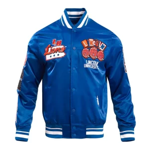 Lincoln University Homecoming Rib Blue Satin Jacket