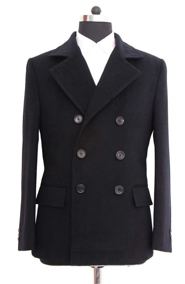 Mens Black Fitted Peacoat Quantum Of Solace Ending