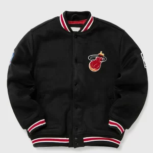 Miami Heat Hardwood Classics Black Varsity Wool Jacket