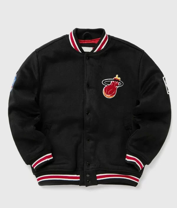 Miami Heat Hardwood Classics Black Varsity Wool Jacket