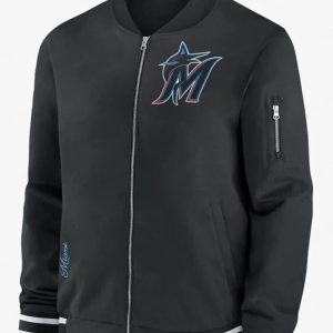 Miami Marlins Black Bomber Jacket