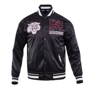 Morehouse College Classic Rib Black Satin Jacket