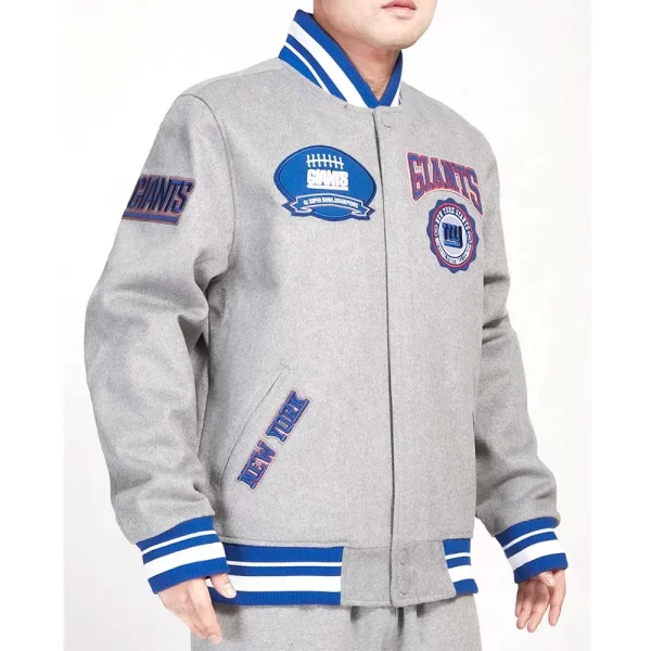 NY Giants Crest Emblem Gray Wool Jackets