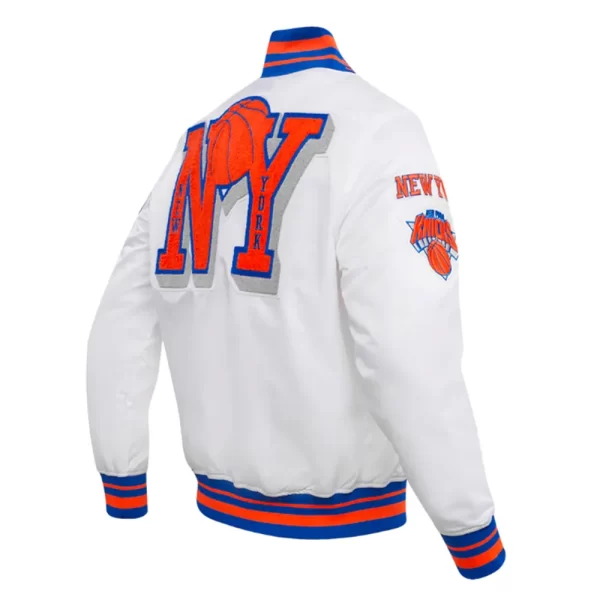 NY Knicks Mashup Classic Rib White Satin Jackets