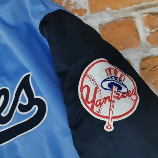 NY Yankees Light Blue & Navy Satin Jacket