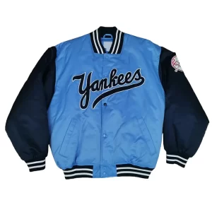 NY Yankees Light Blue and Navy Satin Jacket