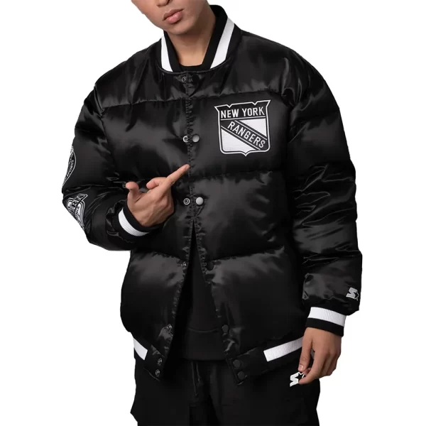 New York Rangers Black Down Fill Puffer Jacket