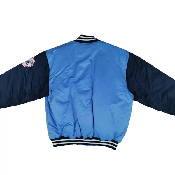 New York Yankees Light Blue & Navy Varsity Satin Jacket