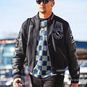 Patrick Mahomes Amiri Black Wool Bomber Jacket