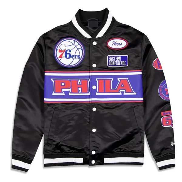 Philadelphia 76ers Rally Drive 2024 Satin Jacket