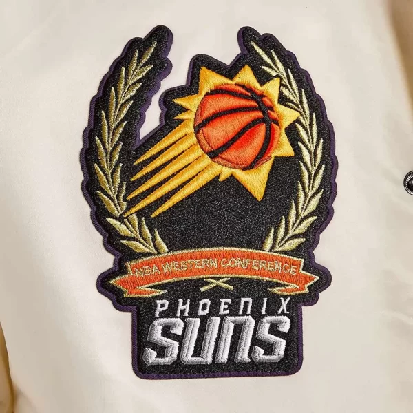 Phoenix Suns Off White Varsity Satin Jacket