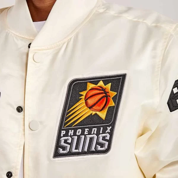 Phoenix Suns Off White Varsity Satin Jackets