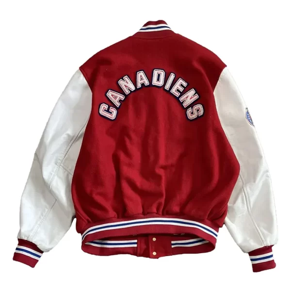 Red & White1993 Montreal Canadiens Varsity Wool Leather Jacket