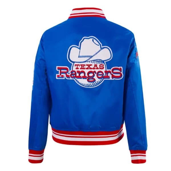 Royal Blue Texas Rangers Retro Classic Rib Satin Jacket