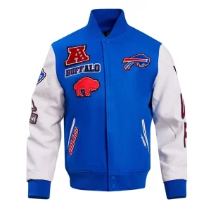 Royal & White Buffalo Bills Animal Print Varsity Jacket