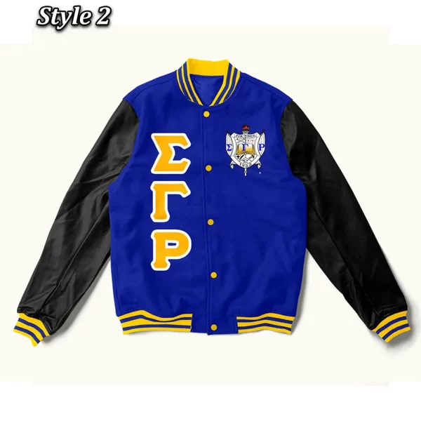 SGRHO Ole Skool Blue and Black Wool Varsity Jacket