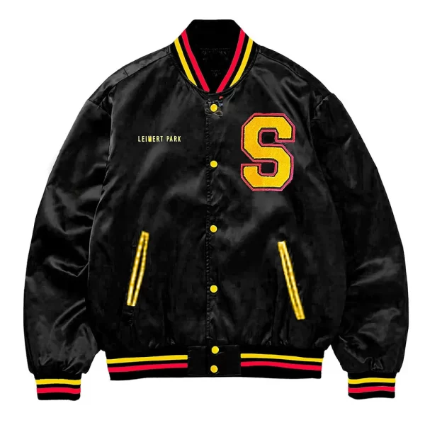 Sole Folks Varsity Black Satin Jacket