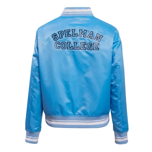 Spelman College Classic Rib Varsity Blue Satin Jacket