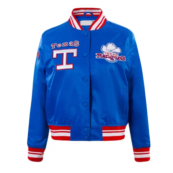 Texas Rangers Retro Classic Rib Royal Blue Satin Jacket