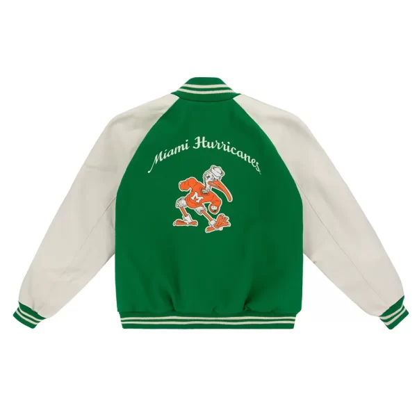 University of Miami 1969 Green and White Varsity Wool Jacket