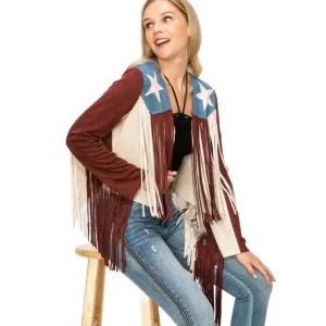 VOCAL APPAREL Fringe Ultrasuede Cropped American Western Jacket