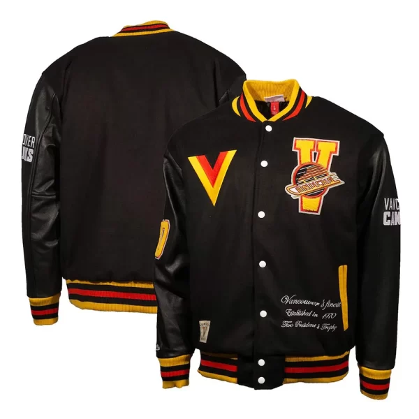 Vancouver Canucks Black Letterman Jacket