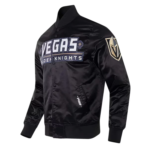 Vegas Golden Knights Glam Black Satin Jacket